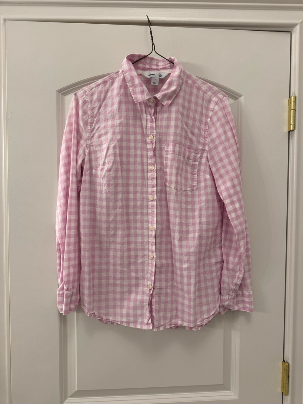Old Navy Pink and White Gingham Button-Down Shirt